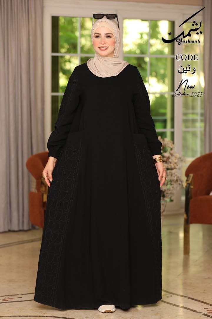 عباية حريمي كتان تركي واسعة – موديل SO - صورة 2