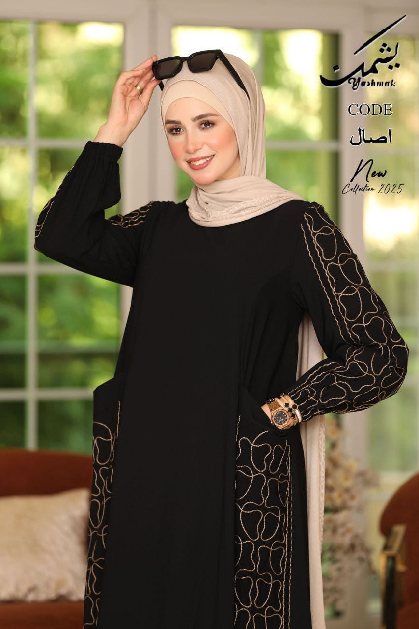 عباية حريمي كتان تركي واسعة – موديل SO - صورة 4